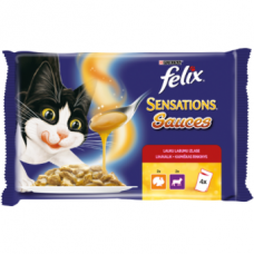 Koncervuotas ėdalas katėms FELIX Sensations Sauces, kaimiškas rinkinys, su padažu, 4x100g