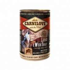Konservuotas šunų ėdalas CARNILOVE, Wild Meat Lamb and Wild Boar, 400 g