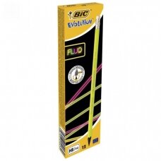 Bic Pieštukai su trintuku Evolution Fluo HB, pakuotėje 12 vnt, įvairių spalvų