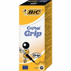 Bic Tušinukas Cristal Grip 1.0 mm, juodas, pakuotėje 20 vnt 233973