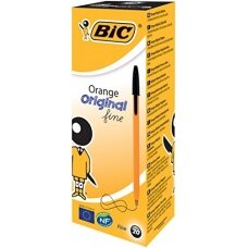 Bic Tušinukas Orange Fine 0.8 mm, juodi, pakuotėje 20 vnt 101144