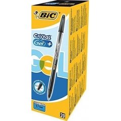 Bic Gelinis rašiklis CristalGel 0.7 mm, juodas, pakuotėje 20 vnt 721286