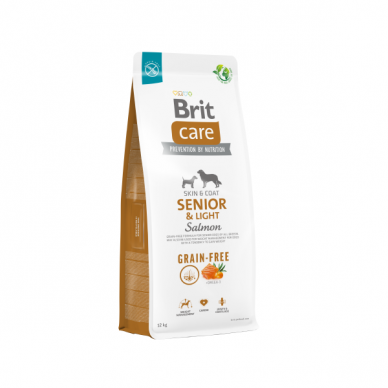Brit Care Grain-free Senior&Light Salmon sausas maistas vyresnio amžiaus šunims su lašiša 12 kg