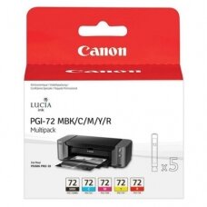Canon kasečių rinkinys PGI-72, žydra, purpurinė, matinė juoda, raudona, geltona kasetė