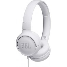 Ecost prekė po grąžinimo JBL Tune 500 by Harman galingų bosų ausinės su mikrofonu (baltos spalvos)