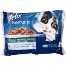 Konservuotas ėdalas katėms FELIX Fantastic, su žuvimi ir padažu, 4 x 100 g