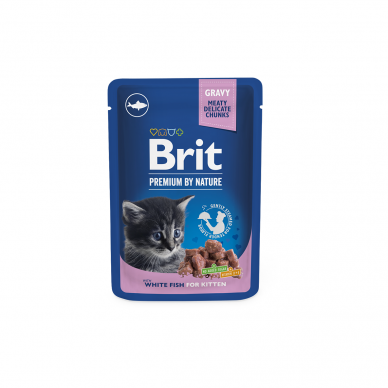 Konservuotas maistas katėms Brit Premium maiš. White Fish Kitten 100g