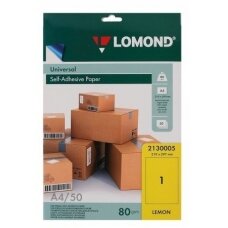Lipnus popierius lipdukams Lomond Self-Adhesive Universal Labels, 1/210x297, A4, 50 lapų, lemon