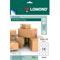 Lipnus popierius lipdukams Lomond Self-Adhesive Universal Labels, 12x d=60mm, A4, 50 lapų, Balta