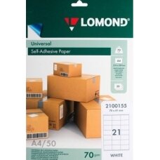 Lipnus popierius lipdukams Lomond Self-Adhesive Universal Labels, 21/70x41, A4, 50 lapų, Balta