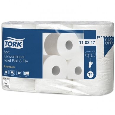 Tork Conventional Premium minkšto 3 sluoksnių tualetinio popieriaus įprastinis ritinėlis 6 vnt. 110317